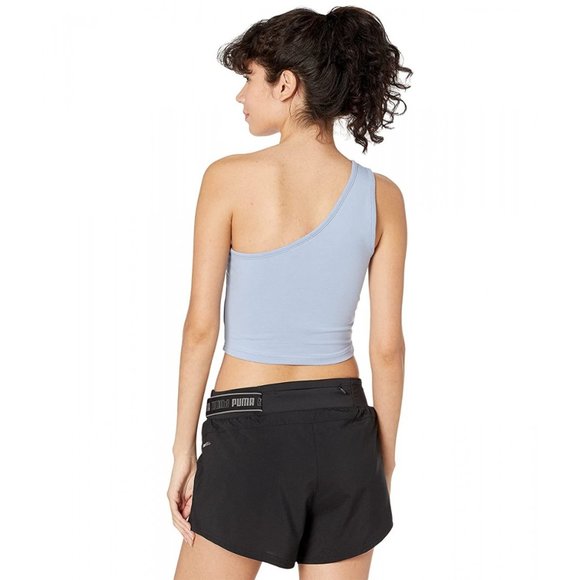 NWT PUMA WOMEN Classics Asymmetric Bandeau Crop Top in forever Blue Athleisure - Picture 7 of 14